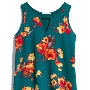 Like New - Market & Spruce - green floral tank.